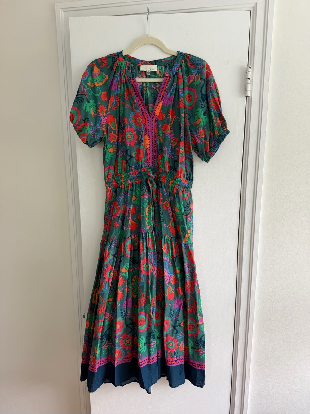 Pinch Green Maxi Dress with Pink, Red & Purple Floral Print